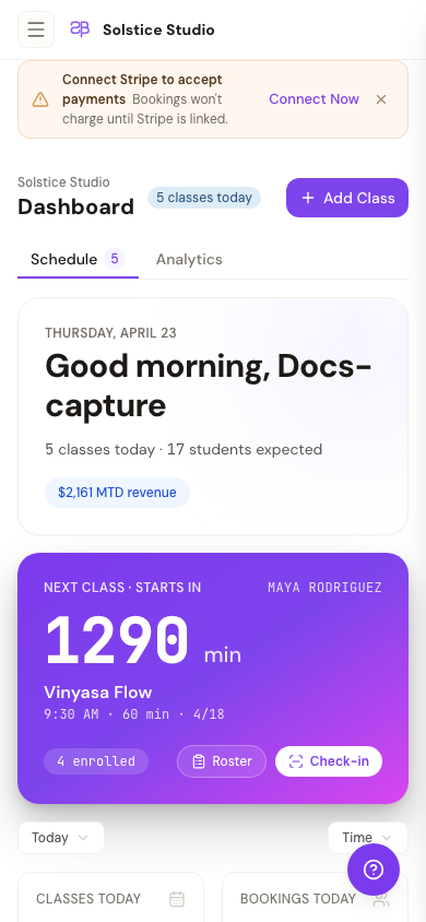 Dashboard on mobile