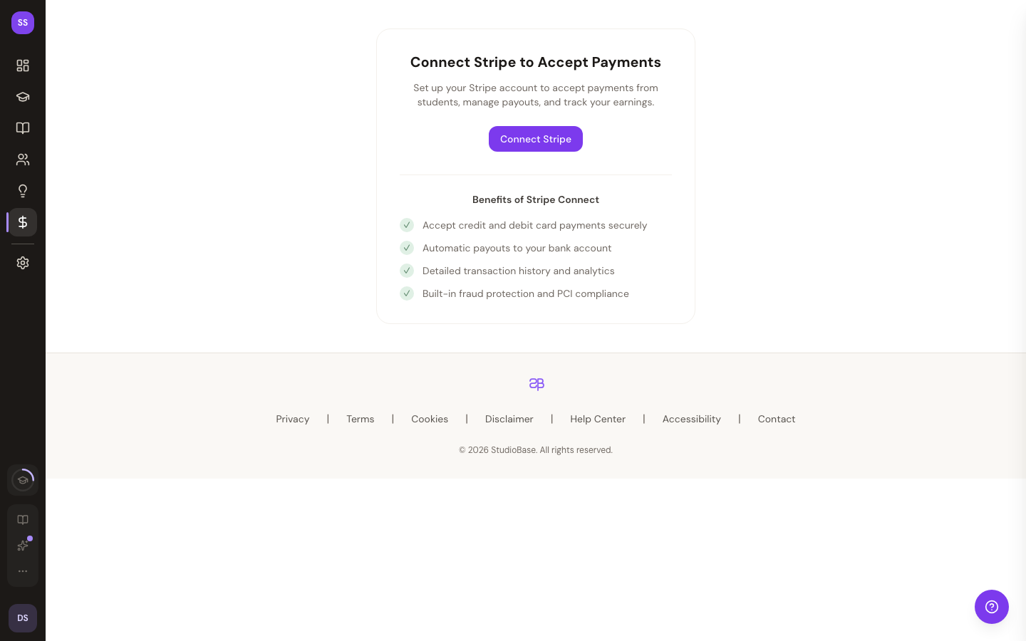 Payouts page with balance cards, monthly summary, and transaction history