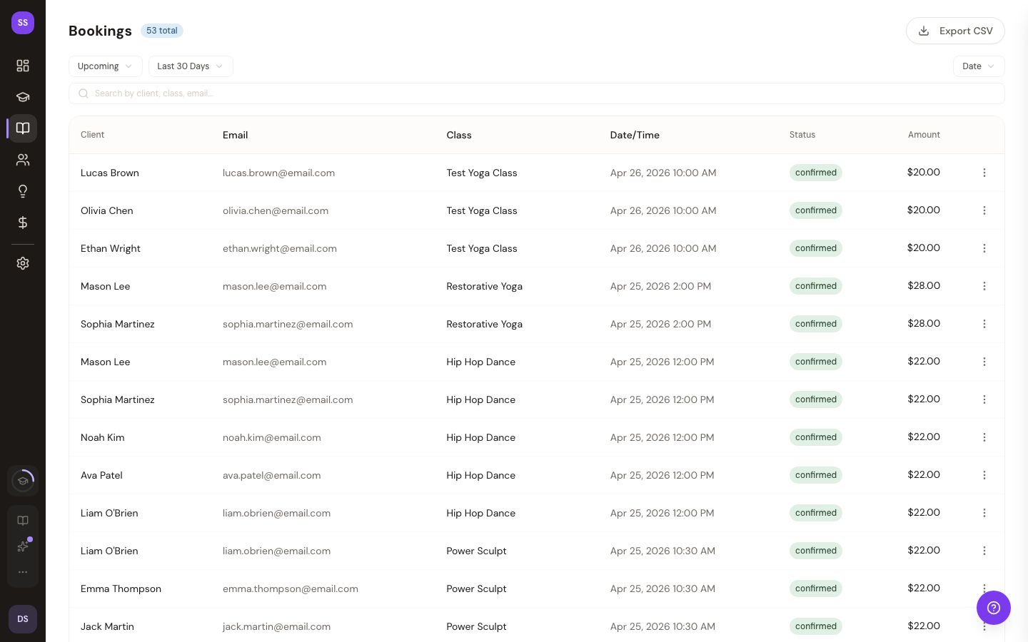 Redesigned bookings list